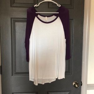 Purple sleeved baseball t-shirt